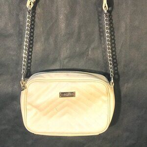 BCBG Paris Leather Women White Chain Handbag Purse Shoulder Bag